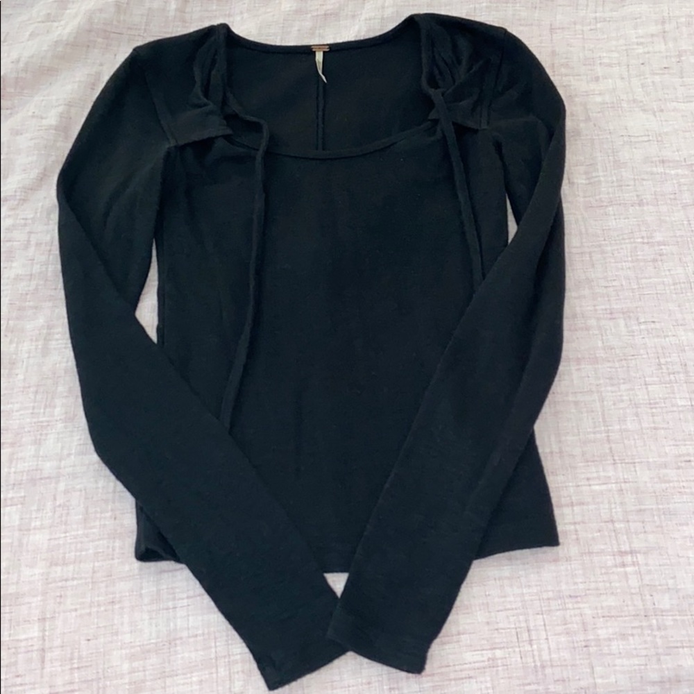 Free People Black Long Sleeve Top